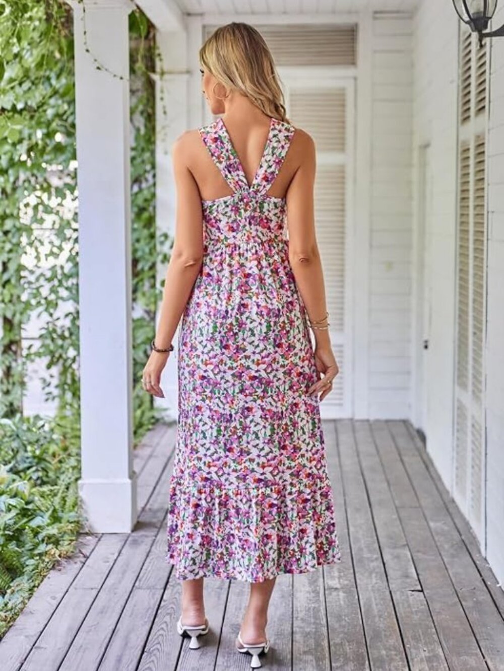Womens Summer Floral Halter Boho Maxi Dresses